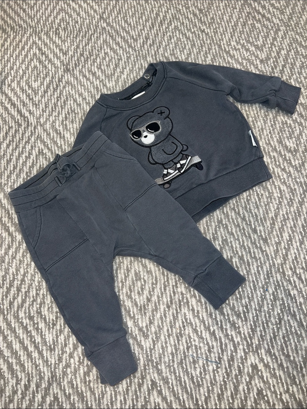 Huxbaby Charcoal Bear Sweatshirt & Joggers Set